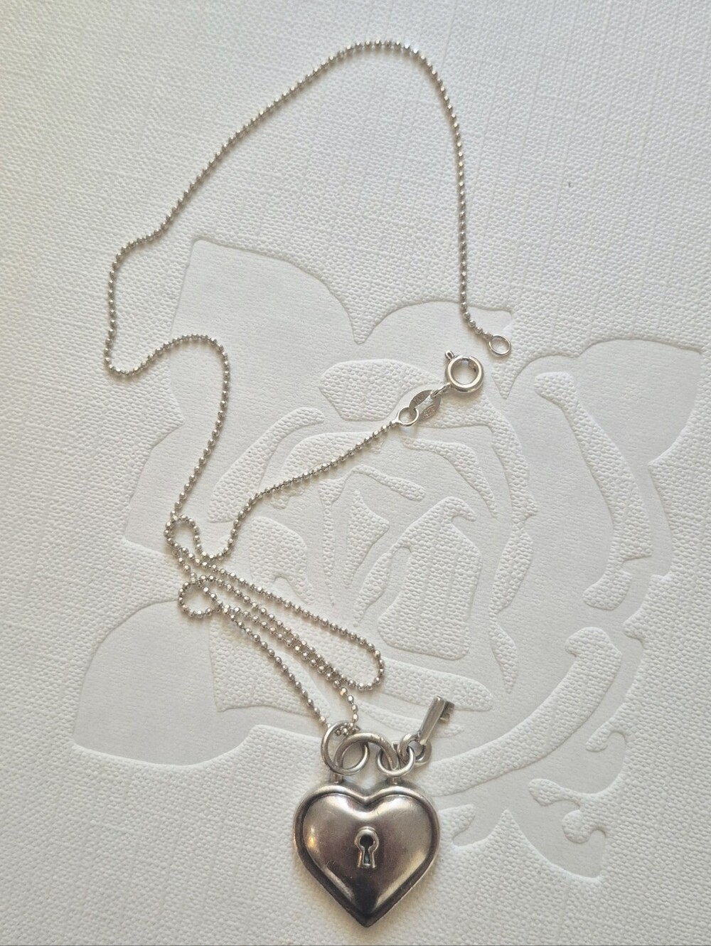 Vintage 1994 Tiffany & Co. Silver Heart Chunky Lock Pendant With Necklace~ 🗝🤍✨